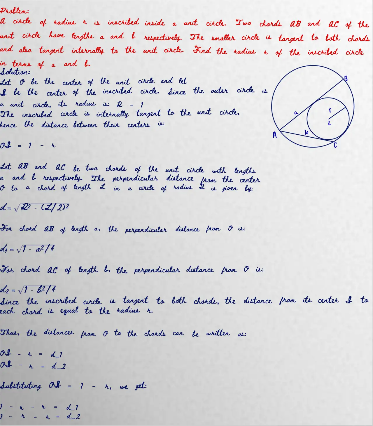 Modern handwriting style